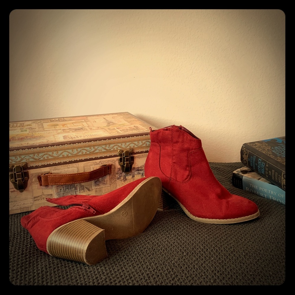 Old Navy Suede Ankle Boots w/ Wedge Heel